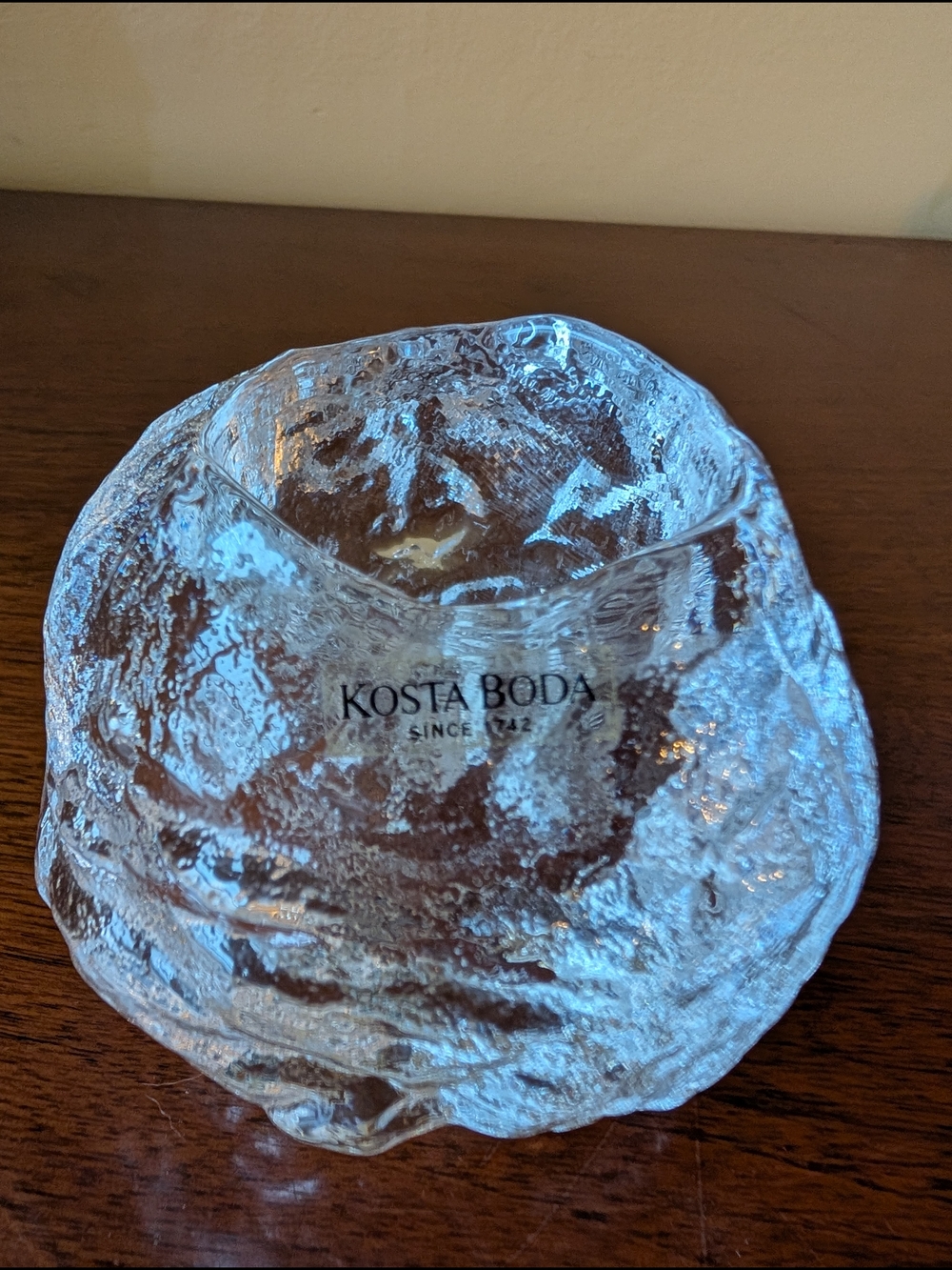 Kosta Boda Sweden Crystal Snowball Votive Tea Light Candle Holder 3 3/8”x 3 1/2”